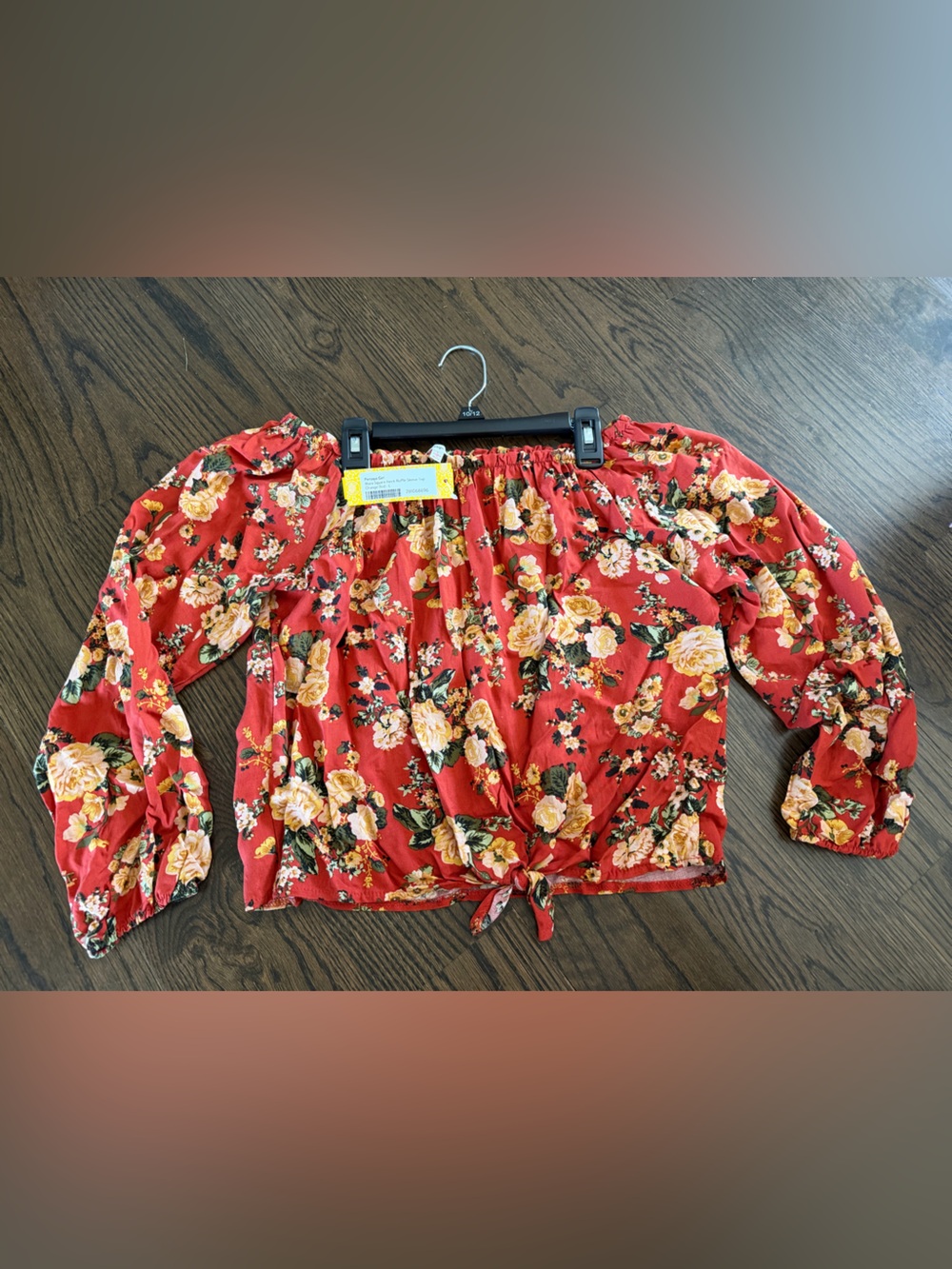 Persaya Girl Floral Off-Shoulder Tie-Front Blouse